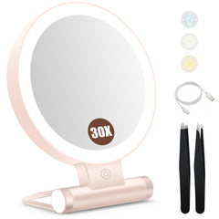 B Beauty Planet magnifying mirror with 30x and 1x views for precise makeup tasks.