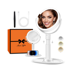 B Beauty Planet makeup mirror with lights shows 30x magnification for precise brow shaping.