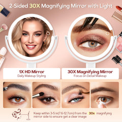 B Beauty Planet mirror with lights 360° rotatable stand for versatile angles.