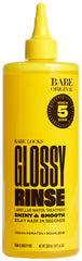 Babe Original Glossy Rinse bottle closeup shows vegan hydration for shine