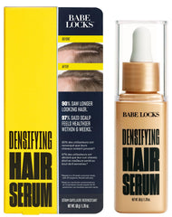 Babe Original Locks Densifying bottle closeup shows premium serum packaging for scalp nourishment.