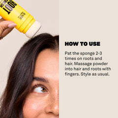 BABE ORIGINAL Root Refresh powder-dispense close-up highlights aerosol-free formula
