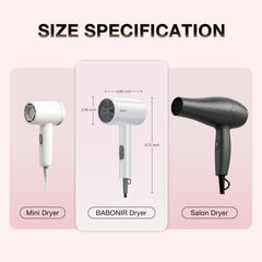 BABONIR foldable hair dryer compact design for travel