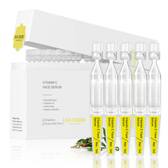 BACHERI vitamin C serum ampoule packaging emphasizing brightening convenience for daily care.