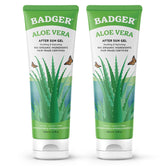 Badger Aloe Vera Gel Unscented label highlights 96% organic gel for cooling relief.