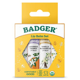 Badger Classic Lip Balm Set Tangerine Breeze tube—hydrating lip nourishment with zesty citrus scent.