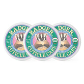 Badger Cuticle Care tin front with rich balm for nourished nails and dry cuticle relief.