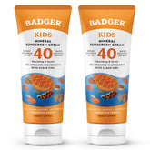 Badger Kids Mineral Sunscreen Cream SPF40 tube — convenient two-pack for family sun care.