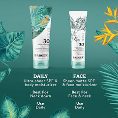 Badger Mineral Daily Face Sunscreen application lotion provides hydration while guarding skin against sun.