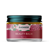Badger Rose Beauty Balm jar closeup showing rich texture for daily hydration