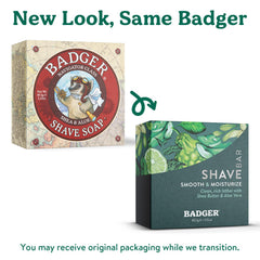 Badger Shaving Soap Puck light scent blends citrus and woods.
