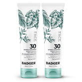 Badger Zinc Oxide Face Sunscreen 2-pack front view for daily use and travel