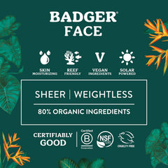 Badger zinc oxide sunscreen spread on the face showing sheer-matte finish