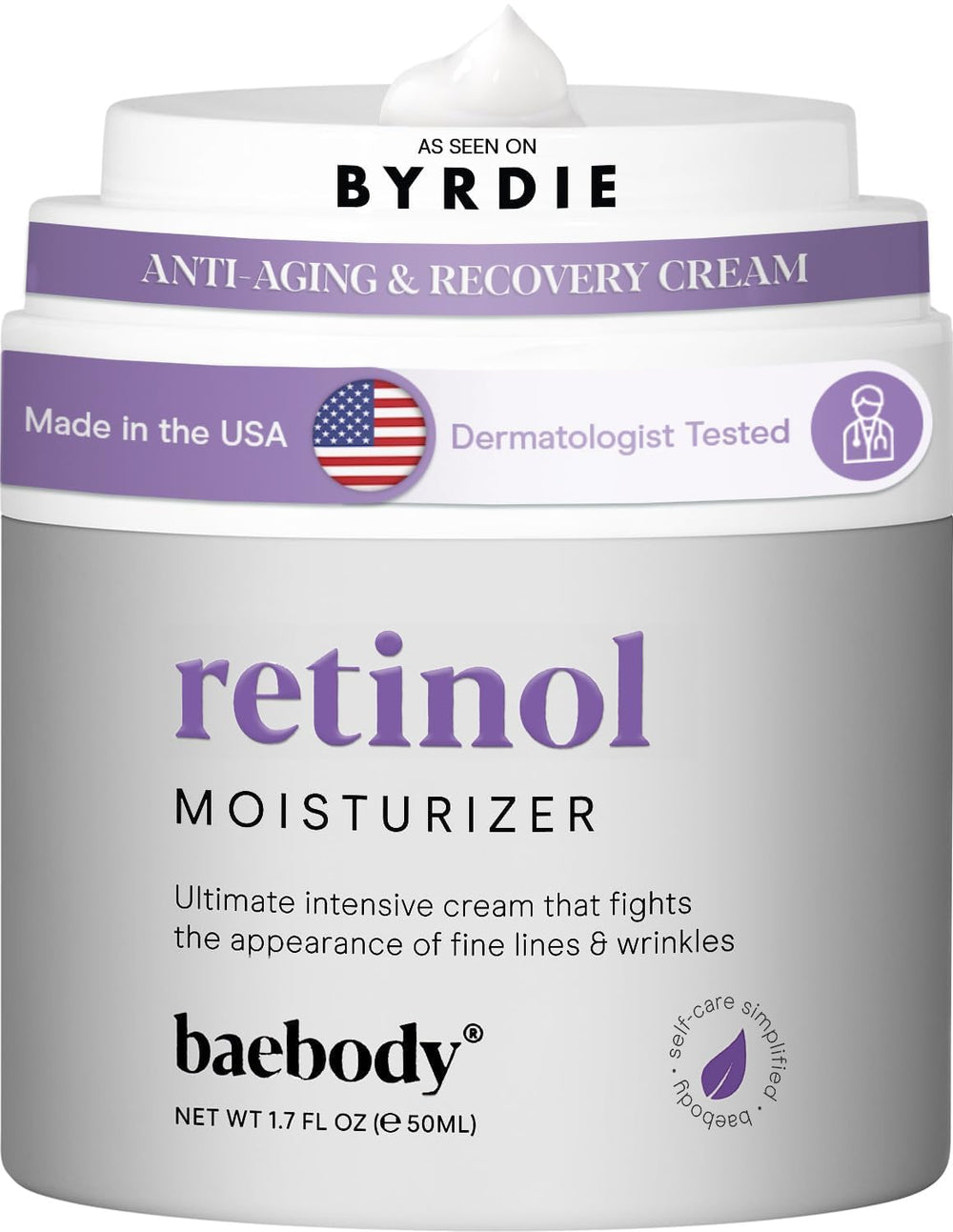 Baebody retinol cream face bottle demonstrates a premium anti-aging formula for smoother skin.