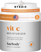 Baebody Vitamin C face moisturizer bottle shows brightening and hydrating formula for daily use.