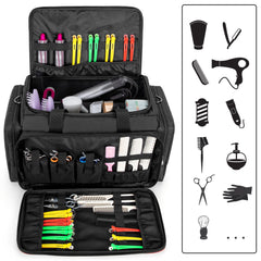 BAFASO hairdresser bag interior with adjustable dividers for large tools and secure loops.