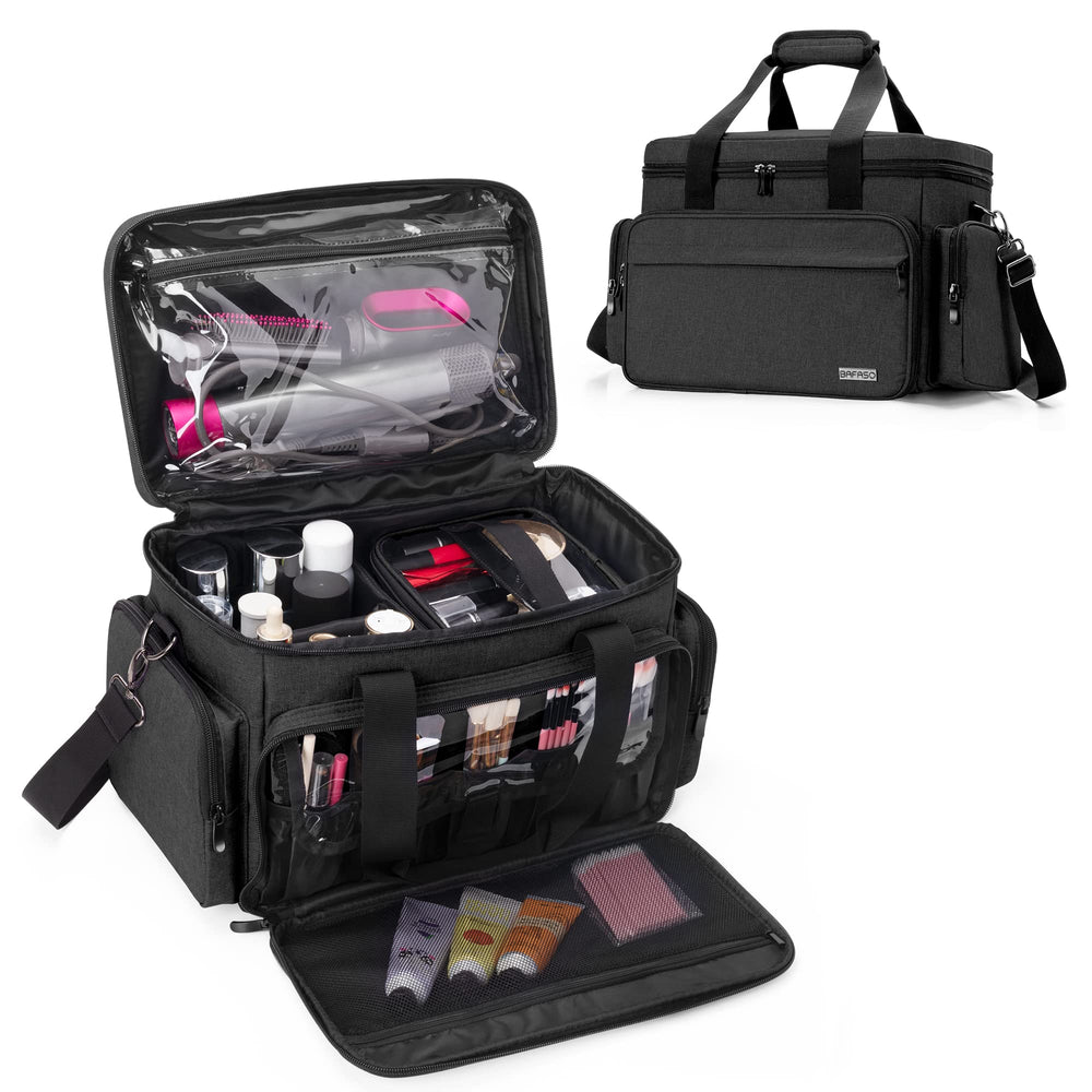 BAFASO large makeup bag front storage pockets organize brushes and tools on the go