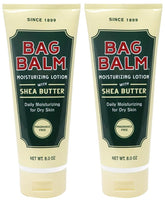 Bag Balm Moistuzing Lotion closeup reveals rich shea butter formula for dry skin care.