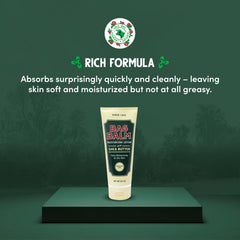 Bag Balm Moistuzing Lotion thick texture visible on skin, promising long-lasting moisture.