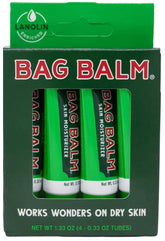 Bag Balm Original lip balm tubes in gift box front view offer convenient on-the-go moisture.