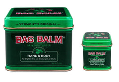 Bag Balm two-pack 8oz and 1oz bottles for versatile skin care and outdoor protection.