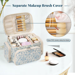 Bagmoly makeup bag has brush-compartment for organized grooming tools during trips.