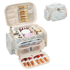 Bagmoly large cotton makeup bag front view highlighting spacious storage for travel essentials.