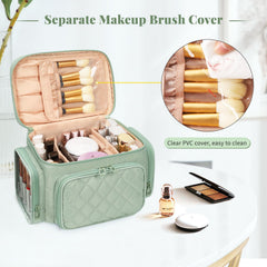 Bagmoly large makeup bag front-pocket layout emphasizes easy access to lip products.