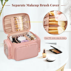 Bagmoly Large Makeup Bag open organization shows removable dividers for flexible space