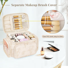 Bagmoly large makeup bag side pockets keep toiletries within easy reach during trips