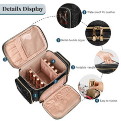 Bagmoly makeup brush compartment keeps brushes secure and dust-free during travel