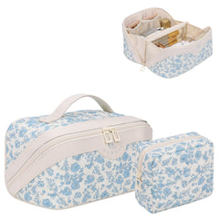 Bagmoly travel makeup bag open flat for quick on-the-go touch-ups