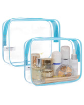 BAGSMART clear toiletry bag blue 2-pack front view for quick security checks