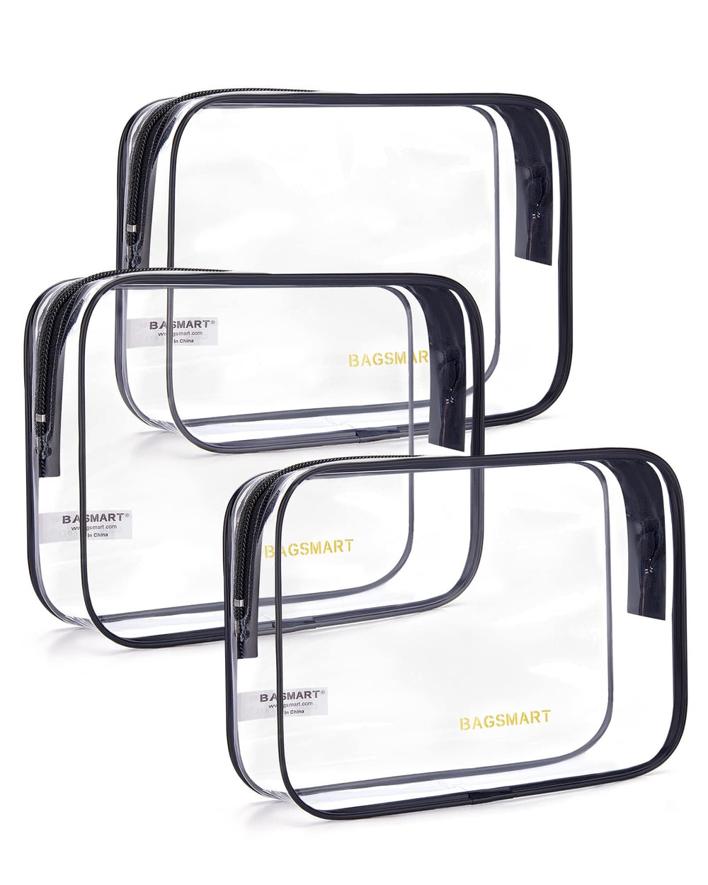 BAGSMART clear toiletry bag pack top opening enables quick access during travel.