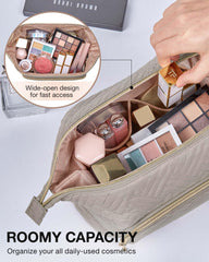 BAGSMART cosmetic bag small makeup case with front pocket for organized brushes