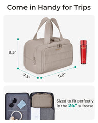 BAGSMART crush toiletry bag for women with soft Taslan puffer texture and style
