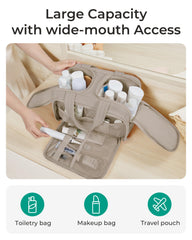 BAGSMART large travel cosmetic bag stores makeup and accessories with ample space