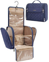 BAGSMART makeup bag hanging hook blue, organized travel storage on the go