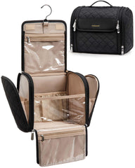BAGSMART makeup bag with hanging hook for easy travel setup