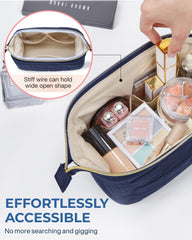 BAGSMART makeup bag taslan-fabric cover provides soft, premium feel.