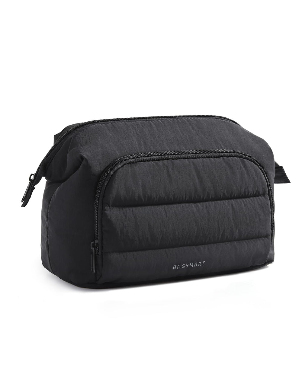 BAGSMART Makeup Bag wide-mouth design enables quick access for on-the-go routines.