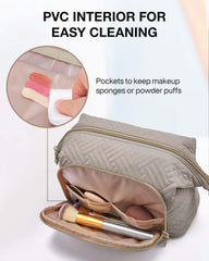 BAGSMART makeup pouch featuring dirt-proof PVC lining for easy cleaning