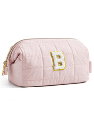 BAGSMART personalized initial makeup bag wide opening for quick access