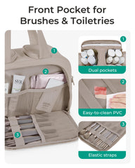 BAGSMART puffy toiletry bag for travel offers a roomy interior and flexible packing