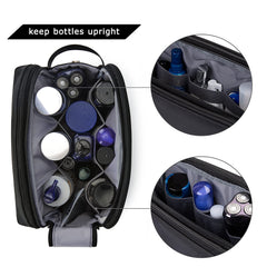 BAGSMART Toiletry Bag back pocket with elastic band keeps makeup organized.