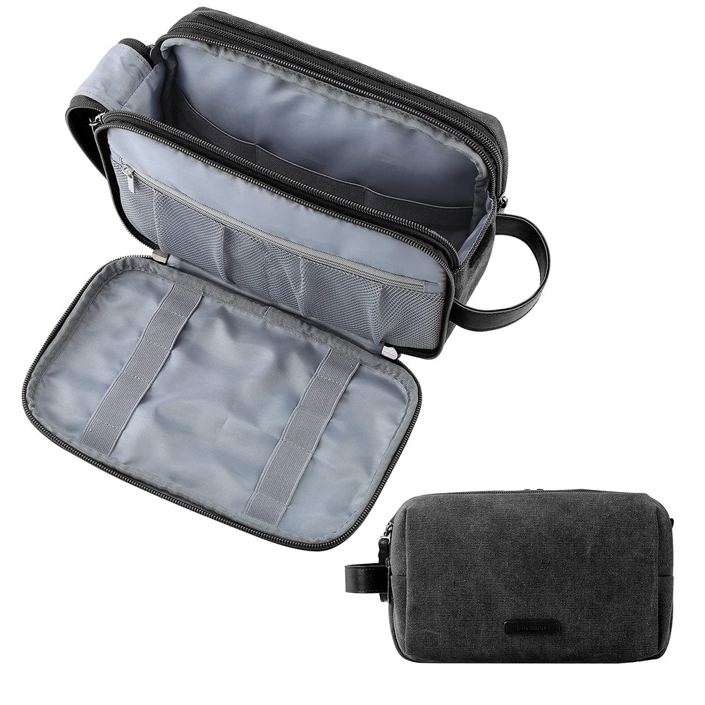 BAGSMART Toiletry Bag Black Large front view shows organized compartments for efficient packing.