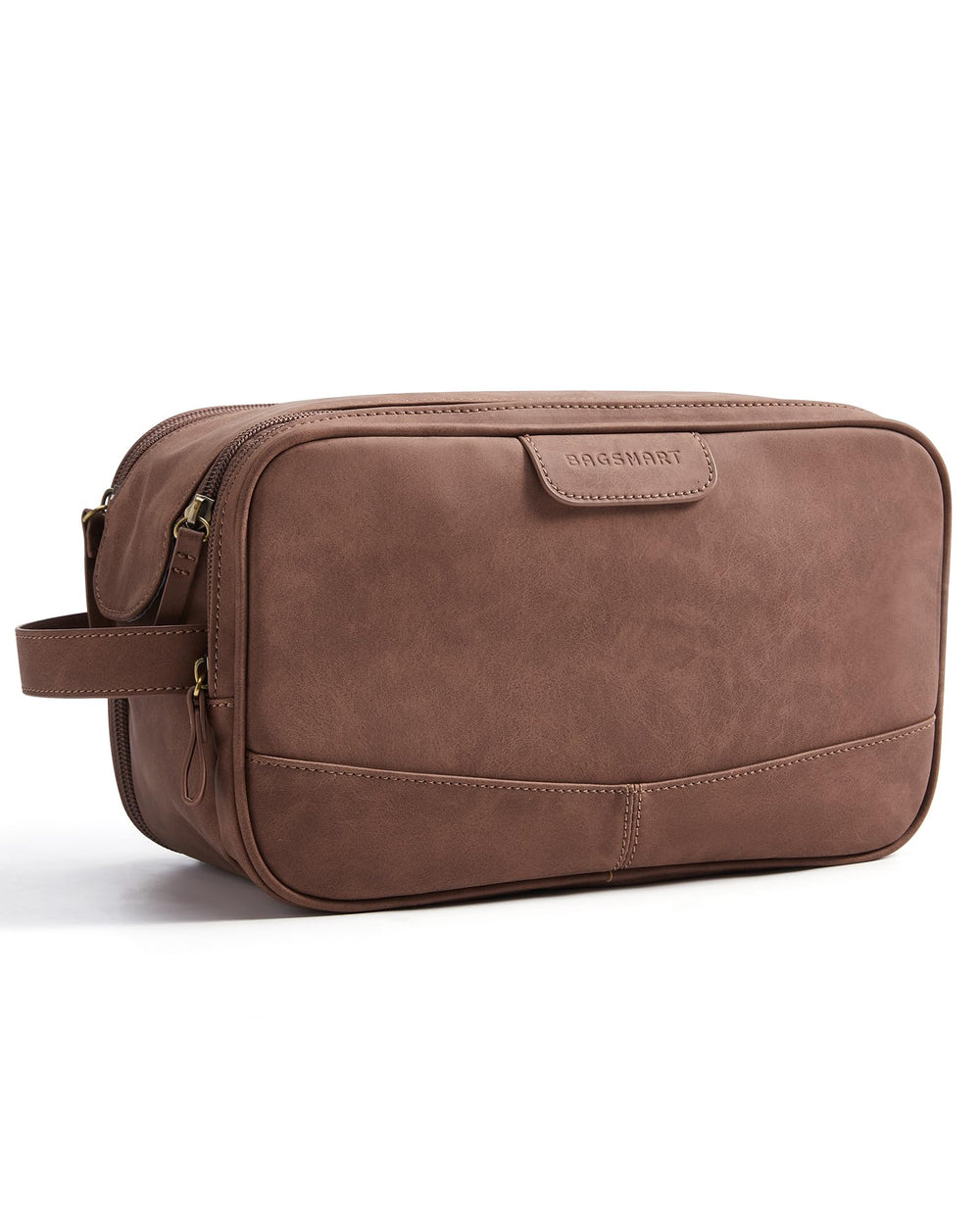 BAGSMART Toiletry Bag in black PU leather offers sleek organization on the go.