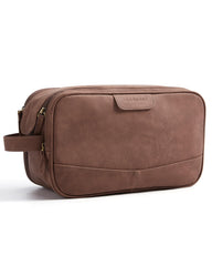 BAGSMART Toiletry Bag in black PU leather offers sleek organization on the go.
