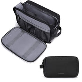 BAGSMART Toiletry Bag front view in black, a compact travel organizer for on-the-go trips.
