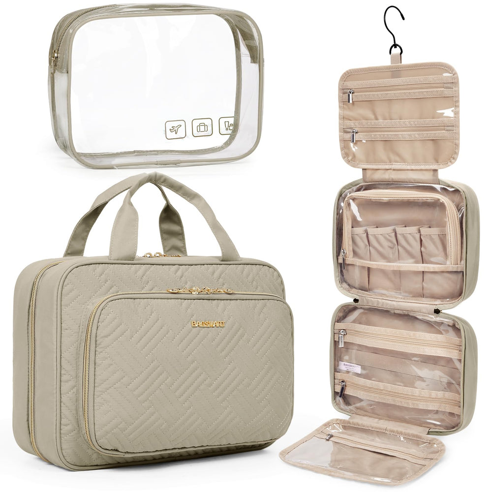 BAGSMART toiletry bag hanging organizer camel for easy travel access